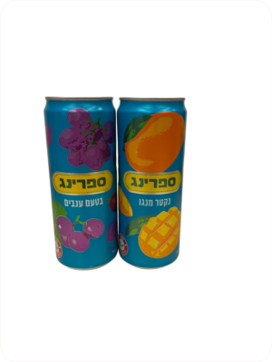 ספרינג פחיות 330 מ”ל - נקטר מנגו/אפרסק/ענבים
